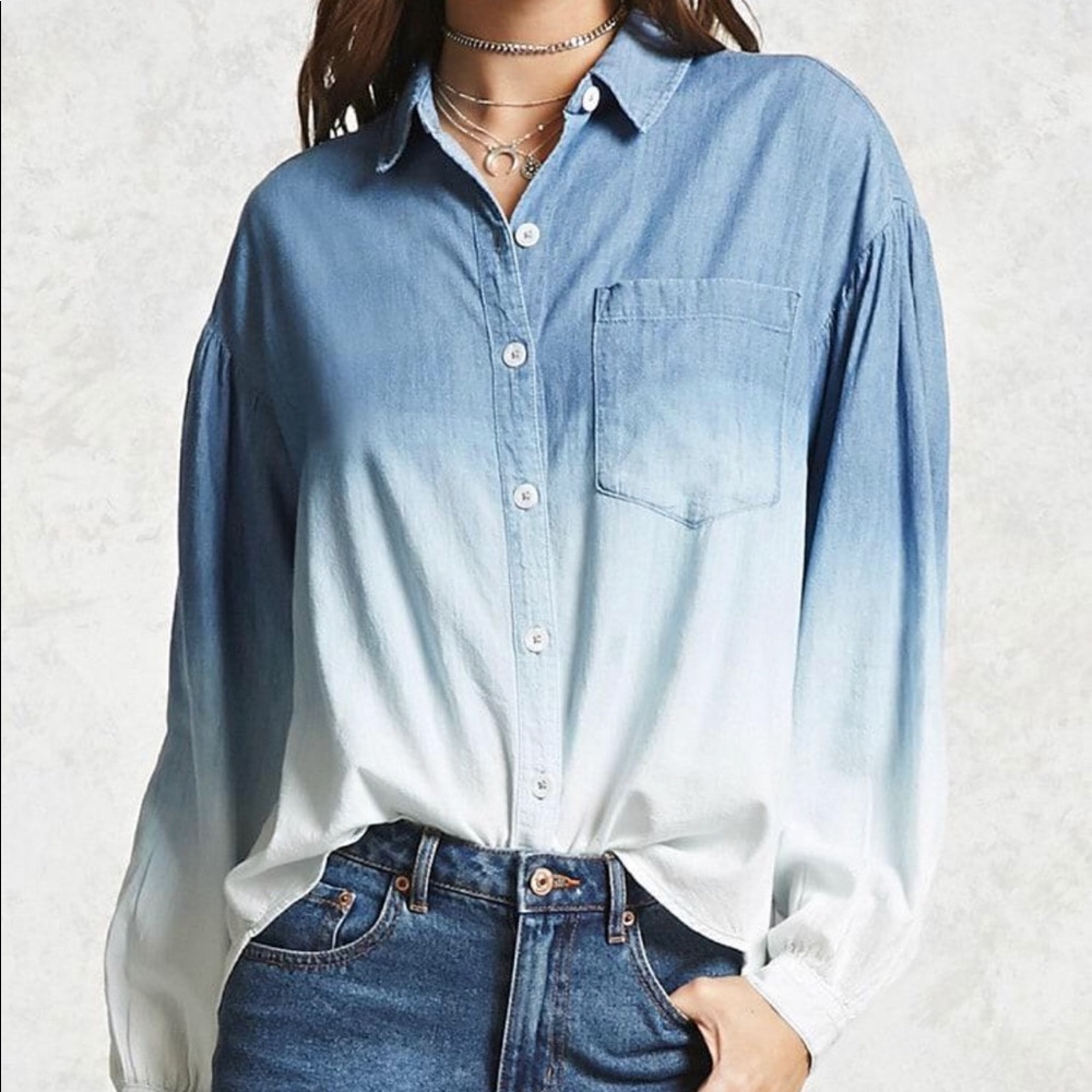New w/ tags!! Forever 21 Ombre Denim Long Sleeve